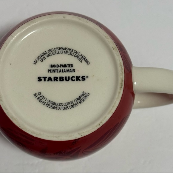 Starbucks 2011 Ceramic Leaf Design Red Ombre Hand-Painted Coffee or Tea Mug 12oz - Picture 6 of 9